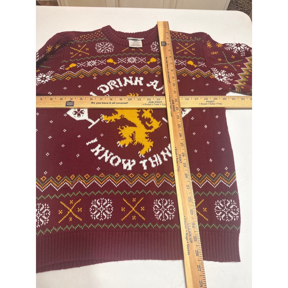 Game of Thrones Men's Dark Red Pullover Knit Fantasy Sweater Size Large Medieval - Picture 8 of 11
